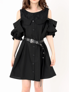 ロングベルト付きオフショルシャツ