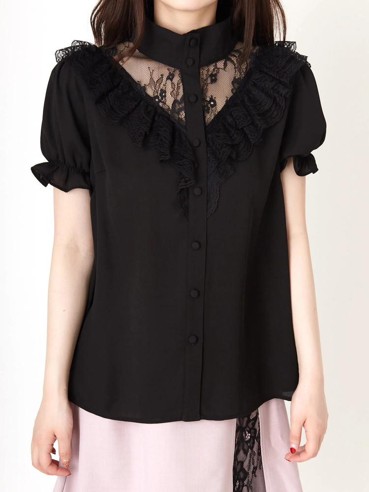 レース切り替えハイネックブラウス - Jamie エーエヌケー(ジェイミー