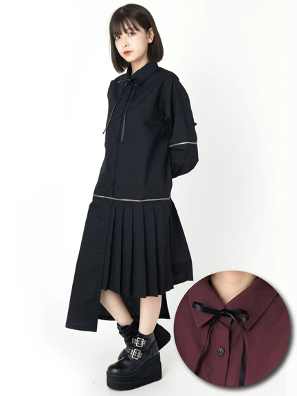 ZIP 2Wayワンピース(ワイン)