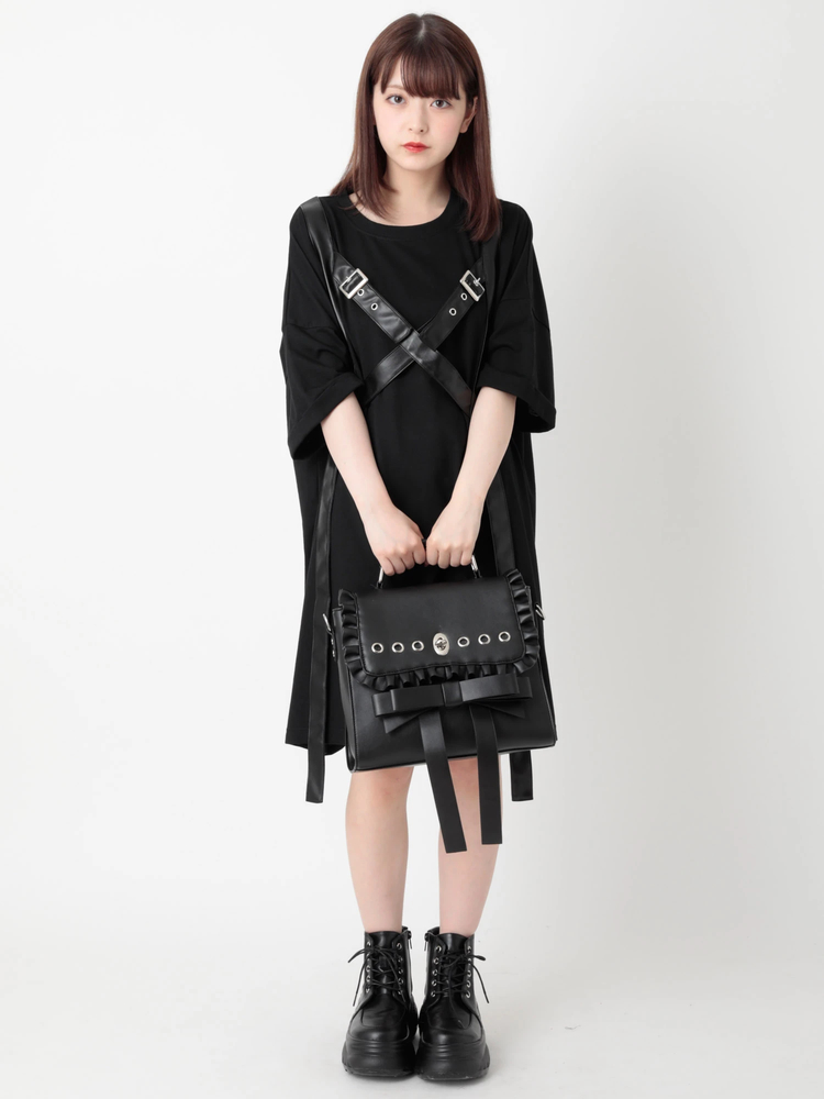 Jamieエーエヌケー パンチング スタッズデザイン 2wayレザーバッグ Jamieエーエヌケー パンチング スタッズデザイン 2wayレザー