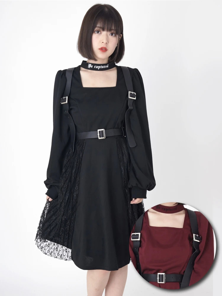 ハーネス付きレースプリーツカットワンピース - Jamie エーエヌケー