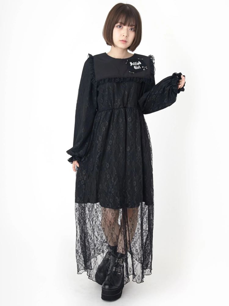 美品✨ コムデギャルソン フロッキーレース コート XS ブラック 日本製 パッチワークレースワンピース - Jamie エーエヌケー(ジェイミーエー