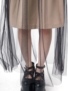 チュール切り替えトレンチチュールスカート