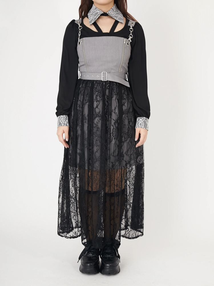 チェーンサスレース切り替えマキシワンピース - Jamie エーエヌケー