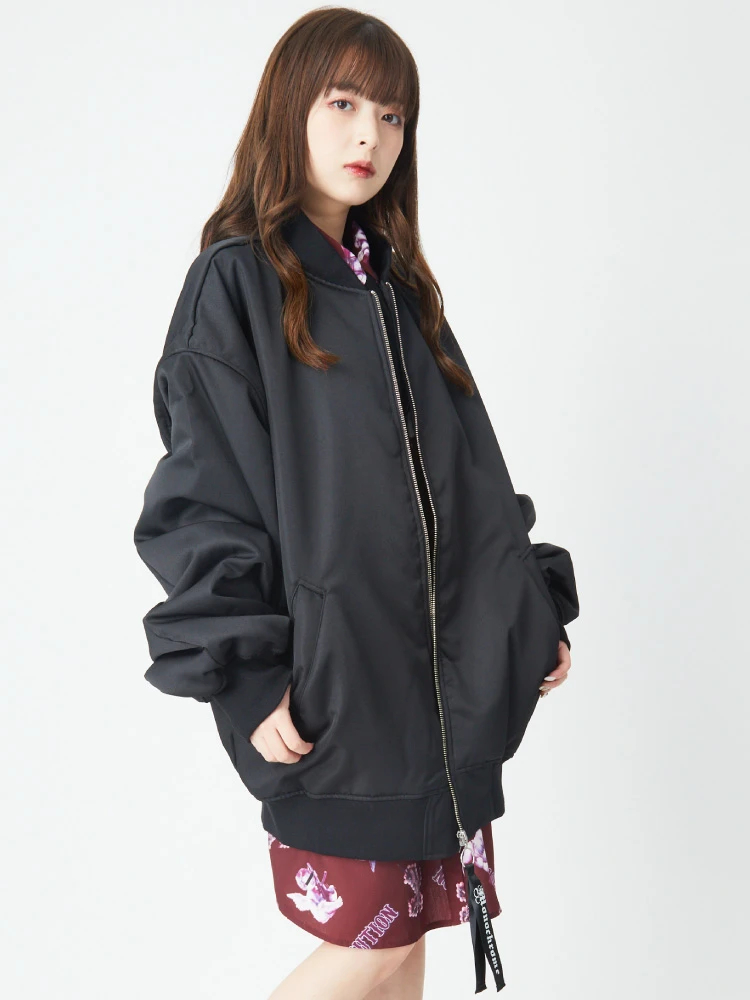 新品　今季　エイミーロウ　フラワーモチーフバルーンブルゾン　ブラック フラワーモチーフバルーンブルゾン Eimee Law│Eimee Law & LHELBIE