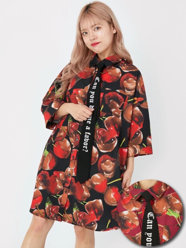 チョコレートチェリーネクタイBIGシャツ - Jamie エーエヌケー 