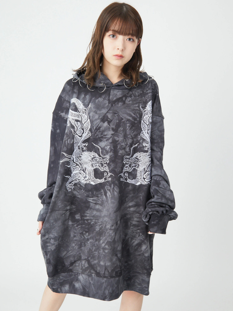 Jamie エーエヌケー 龍刺繍入りサテンスカジャン 黒 サテン 黒龍刺繍 スカジャン 黒×黒 L LL Embroidered jumper