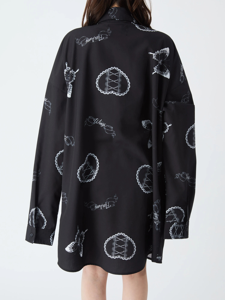 バタフライ柄長袖BIGシャツ - Jamie エーエヌケー(ジェイミーエー