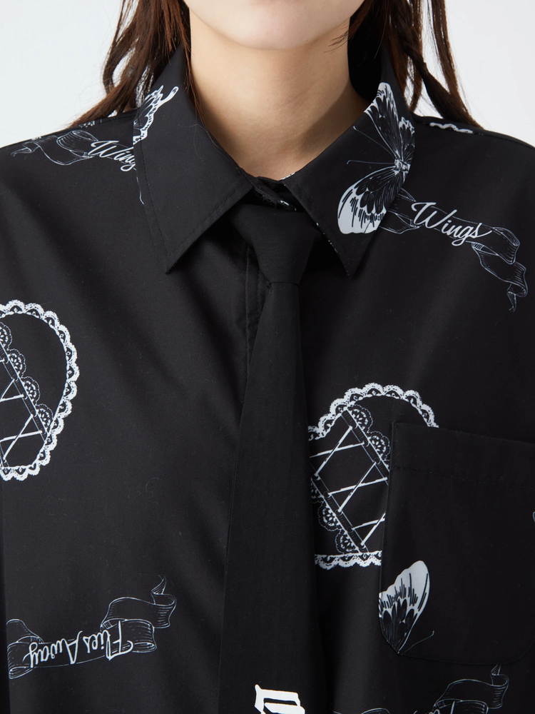 バタフライ柄長袖BIGシャツ - Jamie エーエヌケー(ジェイミーエー