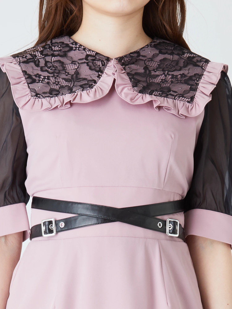 Jamie エーエヌケーパールクロスゴシックOP ミニワンピース 水色 ギンガム 配色OP - Jamie エーエヌケー(ジェイミーエーエヌケー)の