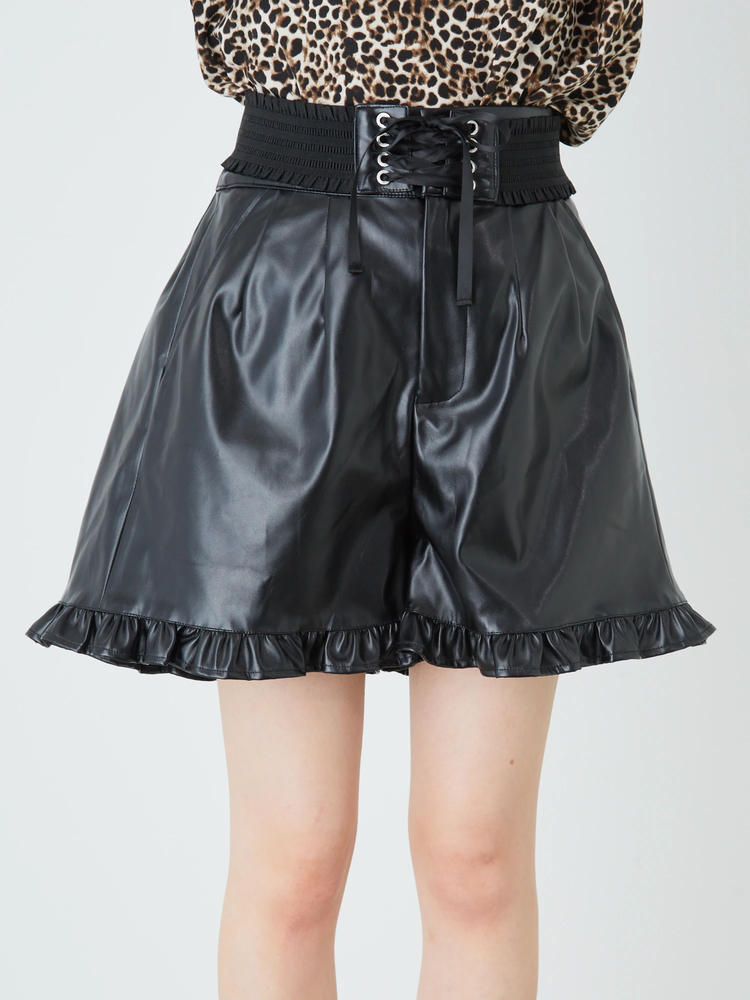 コルセットベルト付き合皮キュロット - Jamie エーエヌケー(ジェイミー