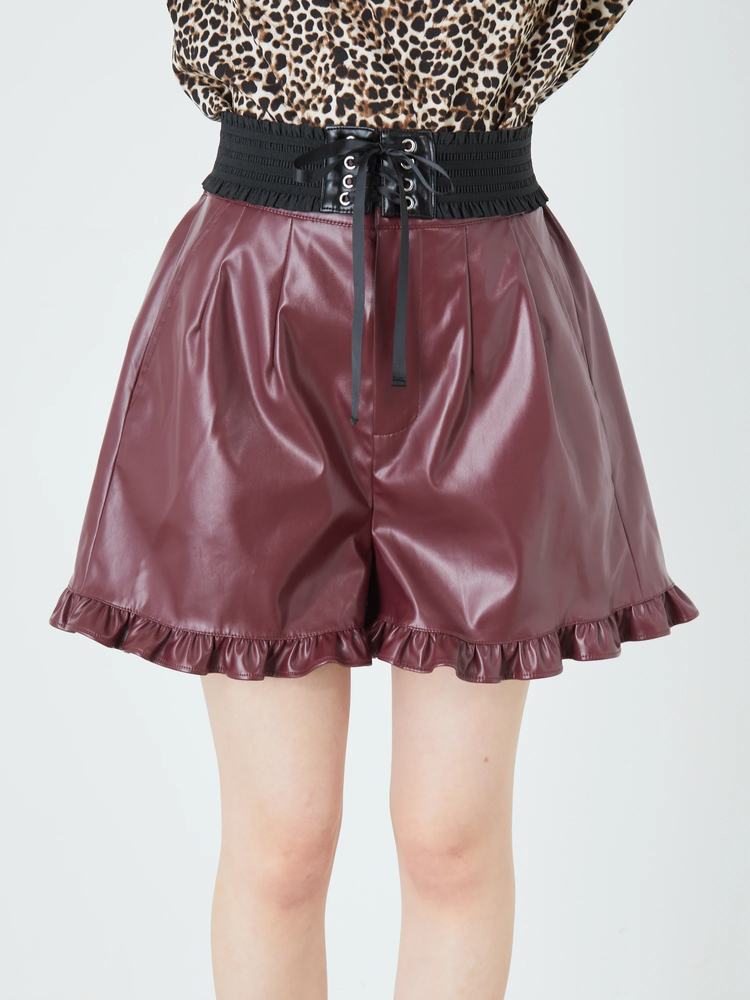 コルセットベルト付き合皮キュロット - Jamie エーエヌケー(ジェイミー