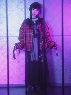 ロックプリントチュールマキシワンピース