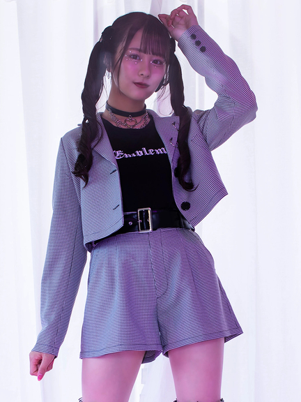 ベルト付きハイウエストキュロット(ブラック)
