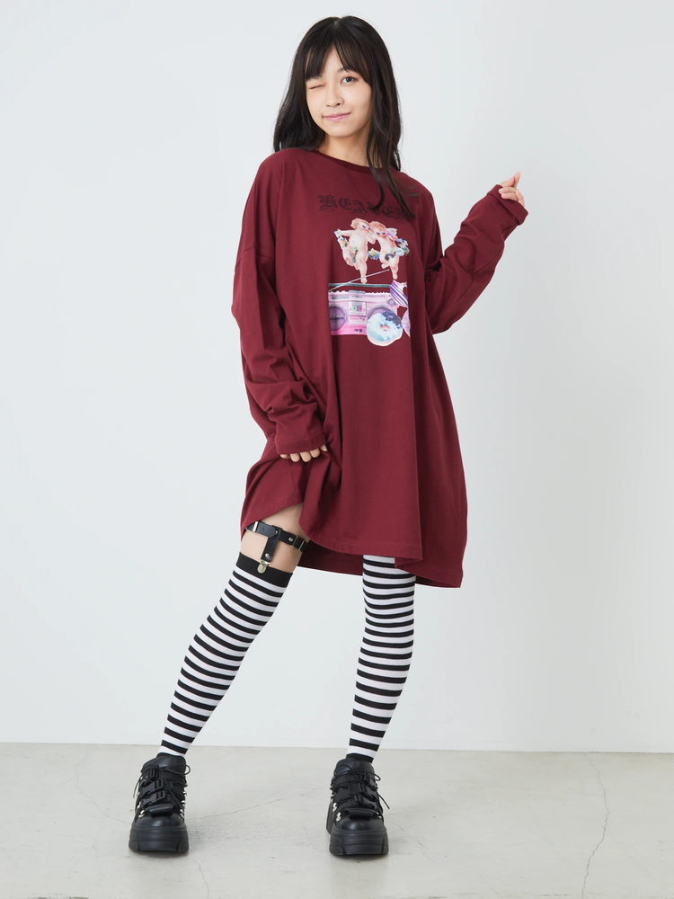 JAWJAWガーターニーハイソックス ガーター付きボーダーニーハイソックス - Jamie エーエヌケー