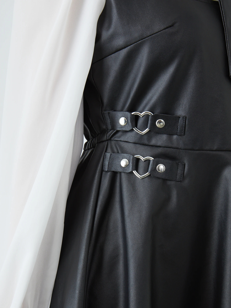 刺しゅう　ミリタリー　ワンピース　地雷　ネクタイ　黒　ケープ　ジェイミー Military uniform] military layered dress with tie + cape