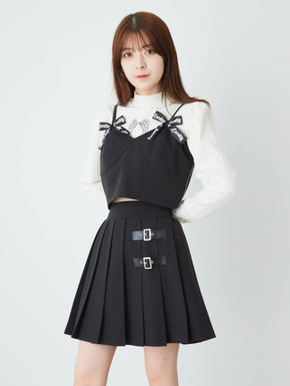 着用一回⭐︎美品　リンカブル　ドットキャミ　ブラック 店舗在庫確認 | Jamie エーエヌケー | ベルトプリーツSK｜ファッション