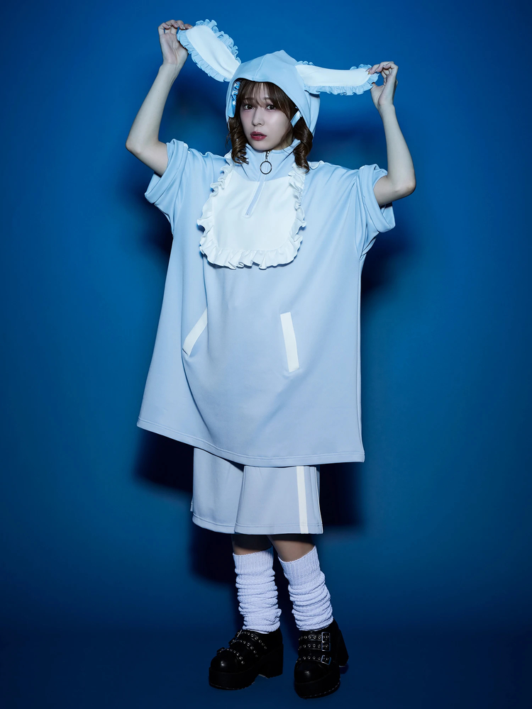 Jamie エーエヌケー ジャージ サブカル 水色 うさぎ うさ耳 ワンピース Jamie エーエヌケー ジャージ サブカル 水色 うさぎ うさ耳