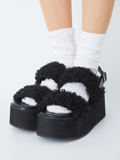 ファー厚底サンダル