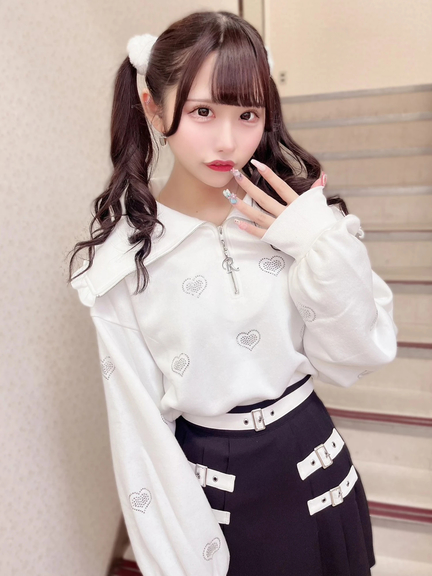 Re♥Twinkle ハーフジップハートTOPS(ホワイト)