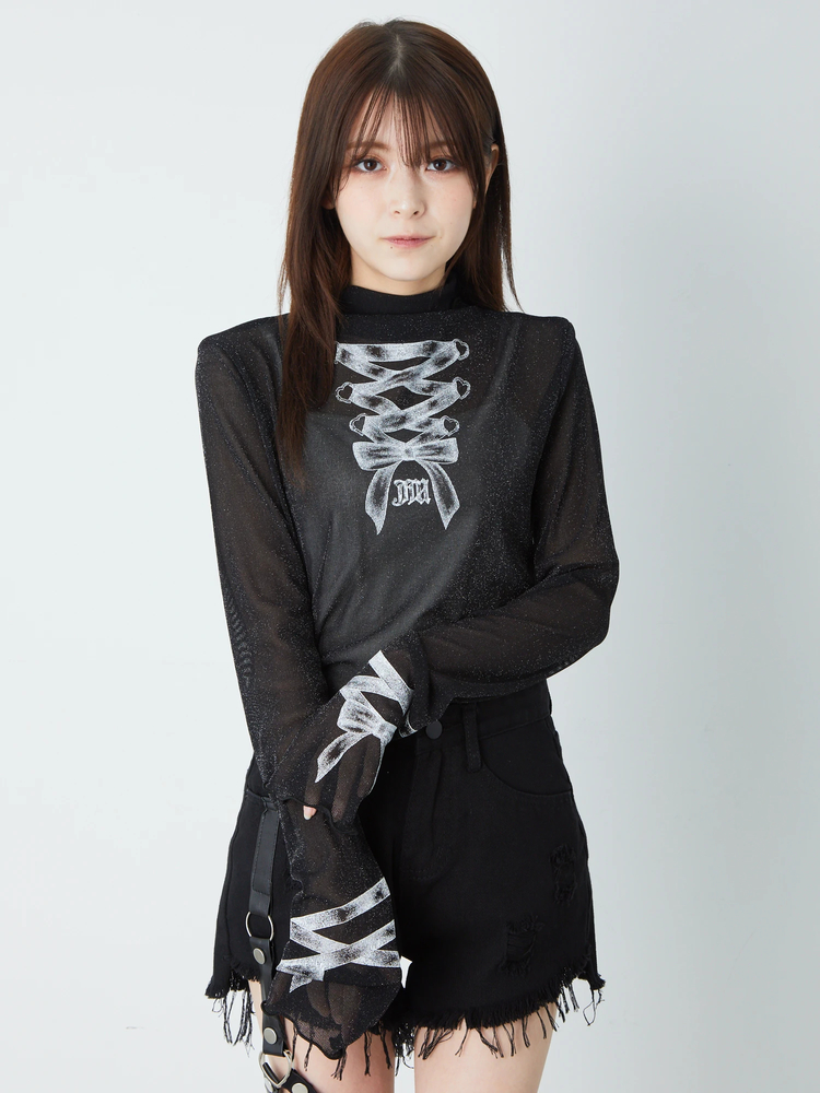 ハイネックタトゥープリントTOPS - Jamie エーエヌケー(ジェイミーエー