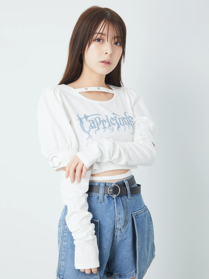 パフスリーブぐるぐるTOPS(ホワイト)