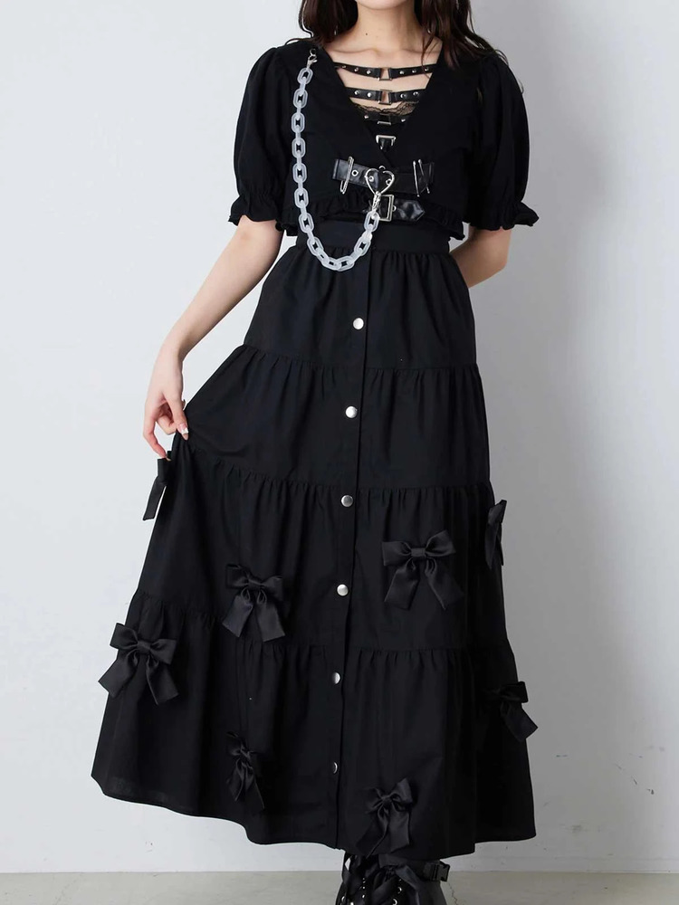 リボンがいっぱいティアードロングSK - Jamie エーエヌケー(ジェイミー