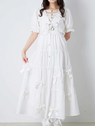 リボンがいっぱいティアードロングSK - Jamie エーエヌケー(ジェイミー