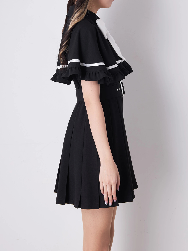 極美品 ASTRAET ケープスリーブ ペプラムワンピース 日本製