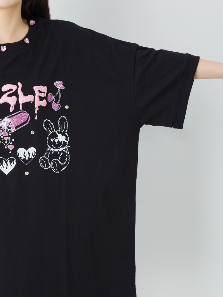 Jamie エーエヌケー ハート ラメ リメイク Tシャツ ハートラメリメイクTE - Jamie エーエヌケー(ジェイミーエー