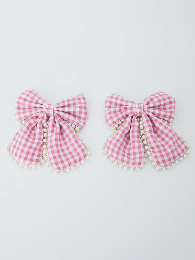 パールギンガムチェックリボンクリップ - Jamie エーエヌケー