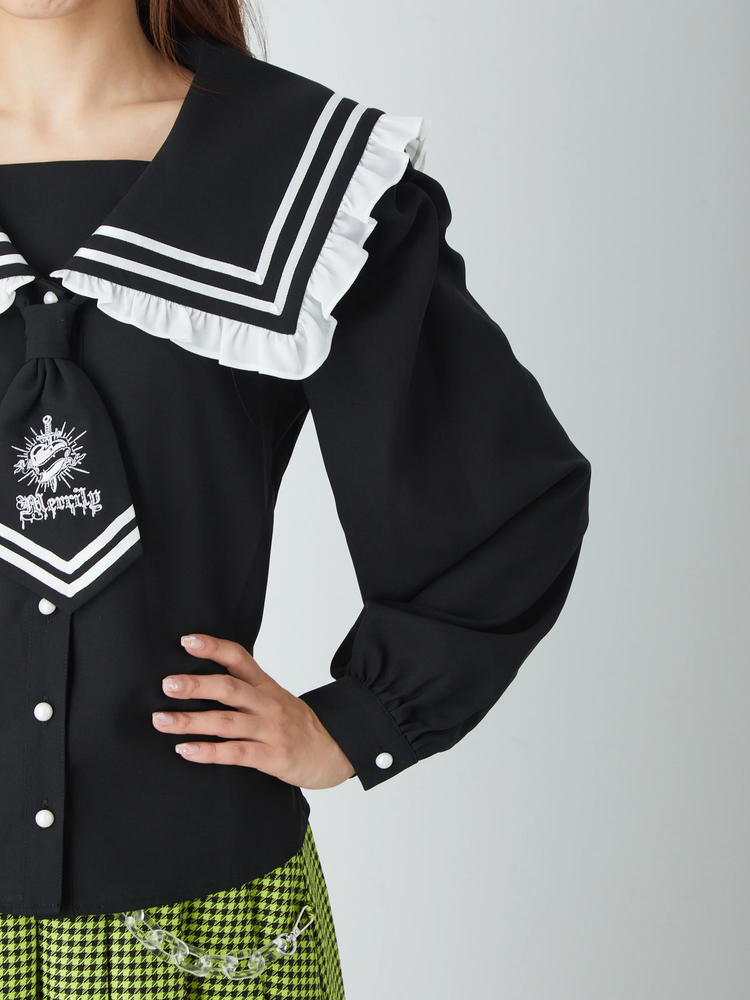 フリルセーラーカラーネクタイBL - Jamie エーエヌケー(ジェイミーエー