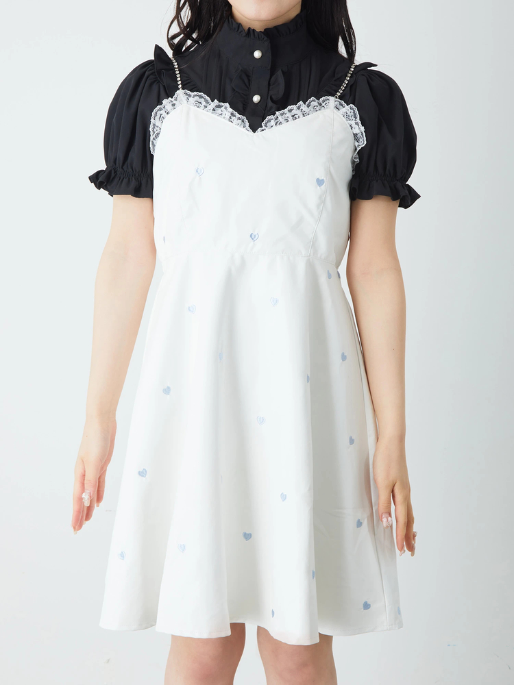 ハートdot刺しゅう合皮キャミワンピース - Jamie エーエヌケー