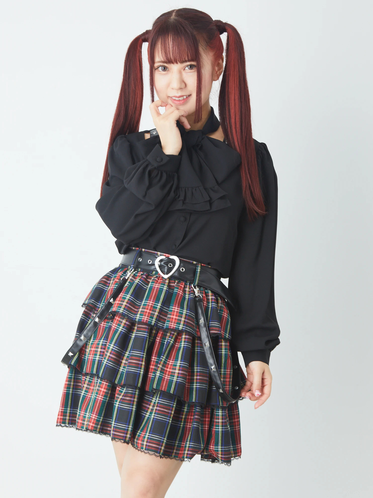 合皮ベルトチェックティアードSK - Jamie エーエヌケー(ジェイミーエー