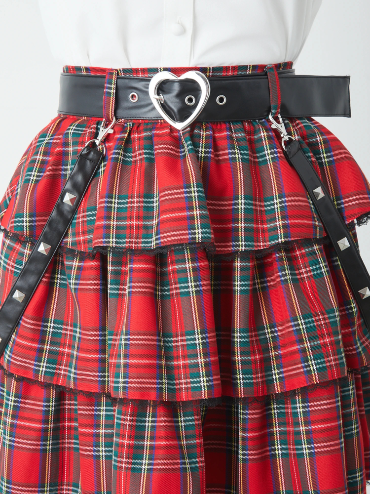 合皮ベルトチェックティアードSK - Jamie エーエヌケー(ジェイミーエー