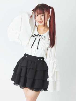 地雷 ジェイミーエーエヌケー ティアード スカパン 十字架 リボン 安全ピン ❤︎ 地雷 ジェイミーエーエヌケー ティアード スカパン 十字架 リボン 安全