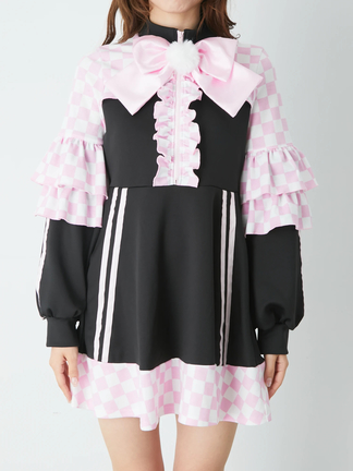 エーエヌケー ジャージ ギミック アウター フリル ゴスロリ ロリータ ブロックチェックフリルジャージOP - Jamie エーエヌケー(ジェイミー