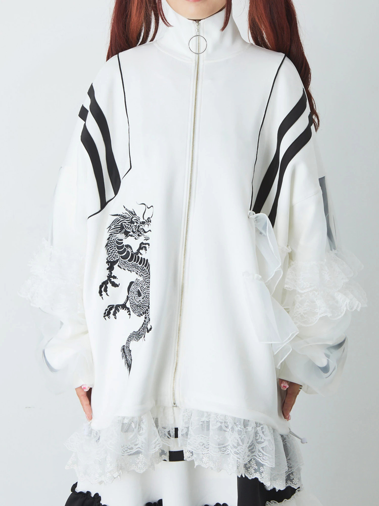 アシンメトリ―フリルジャージパーカー - Jamie エーエヌケー