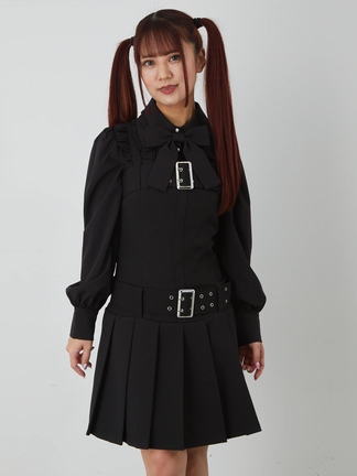 希少！　PUTUMAYO　プトマヨ　編み上げ　ベルトジャケット　ブラック 裾プリーツダブルベルトJSK - Jamie エーエヌケー(ジェイミーエー