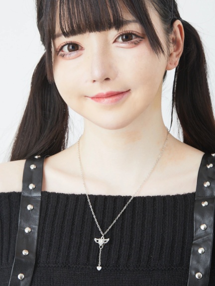 ビジュー天使ネックレス(クリア)