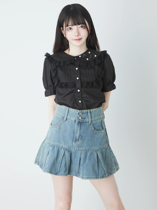 裾プリーツデニムSK - Jamie エーエヌケー(ジェイミーエーエヌケー)の