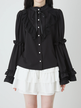 Jamieエーエヌケー 姫袖トップス ブラック×ブルー ゴスロリ Jamie