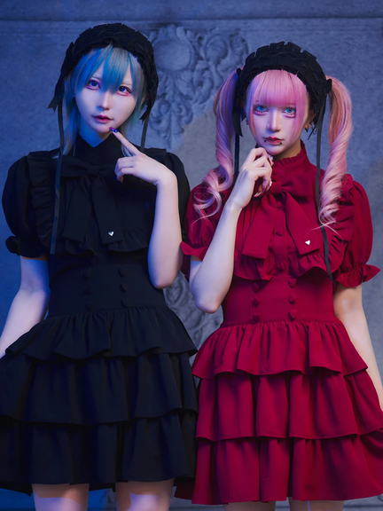 ゴシックハートスタッズタックブラウス(レッド)