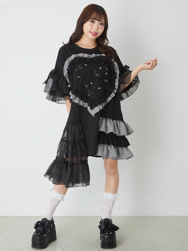 Jamie エーエヌケー リメイクハートBIGTシャツ　ワンピース リメイクハートBIGTE - Jamie エーエヌケー(ジェイミーエーエヌケー)の