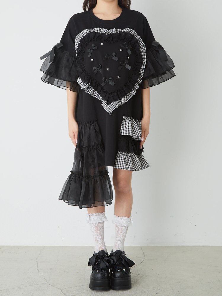 Jamie エーエヌケー リメイクハートBIGTシャツ　ワンピース Jamie エーエヌケー リメイクハートBIGTシャツ ワンピース