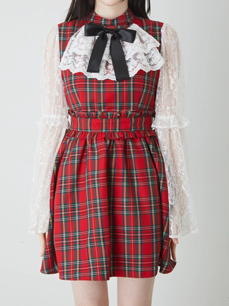 Jamie エーエヌケー ストロベリー刺しゅう姫袖ワンピース Ank Rouge ストロベリー刺しゅう姫袖ワンピース - Jamie エーエヌケー