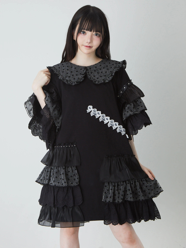 Jamie エーエヌケー リメイクハートBIGTシャツ　ワンピース ハートラメリメイクTE - Jamie エーエヌケー(ジェイミーエーエヌケー