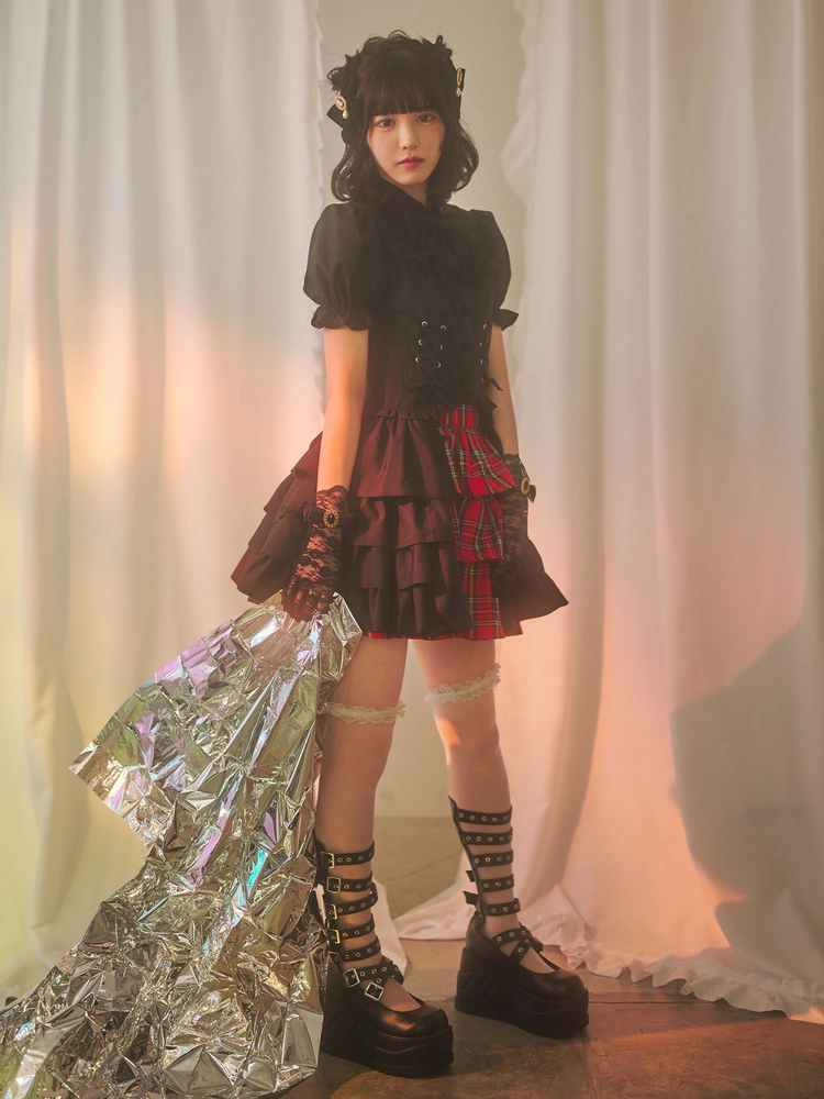 地雷 マーズ ブラウス スカート ジェイミーエーエヌケー セットアップ ❤︎ 地雷 ノエミー NOEMIE ブラウス ラッフル フリル スカート