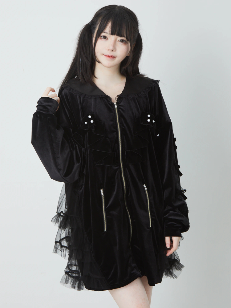 リボンベロアパーカー - Jamie エーエヌケー(ジェイミーエーエヌケー