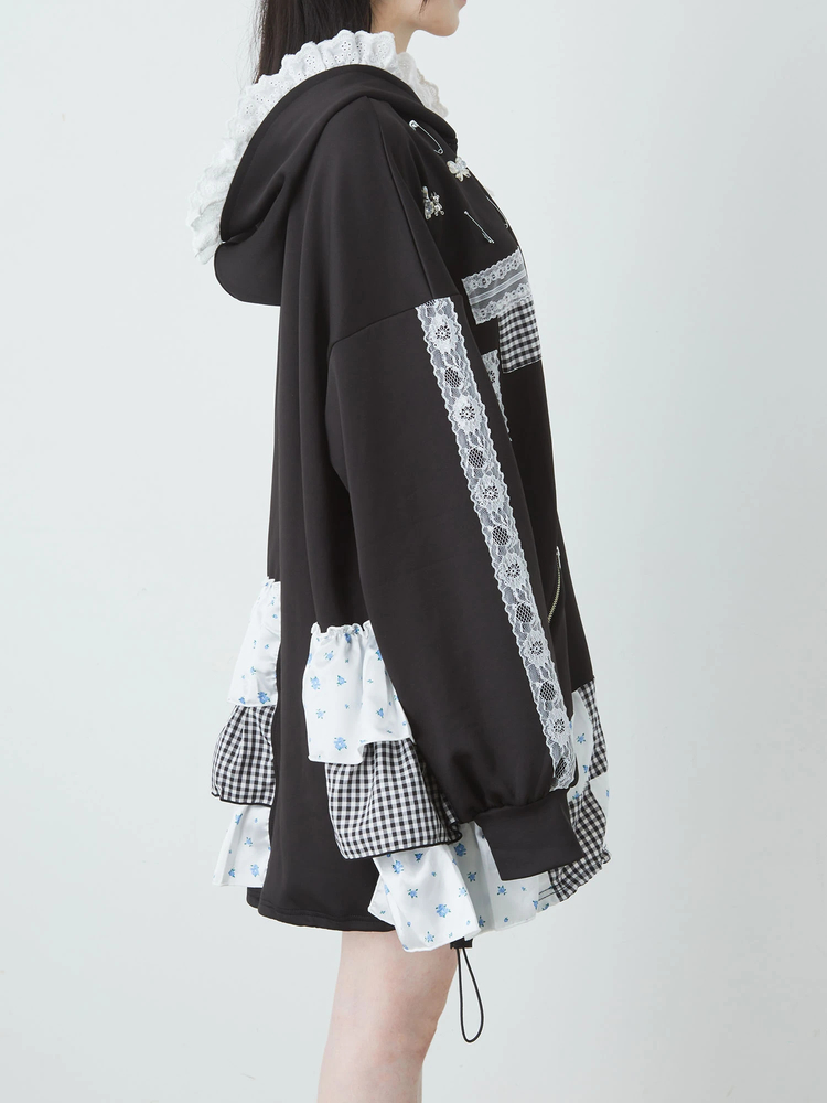 お花のリメイクパーカー - Jamie エーエヌケー(ジェイミーエーエヌケー